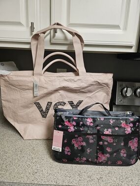Victoria's Secret Pink Tote Bag with Floral Organizer